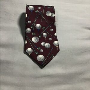 Stylish Golf-Themed Maroon Silk Tie by Prestige